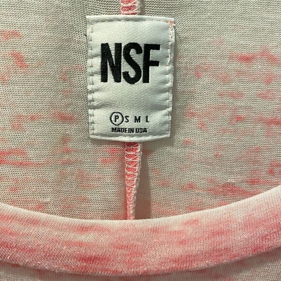NSF burnout T-shirt Pink scoop neckline size Petite - Picture 2 of 7